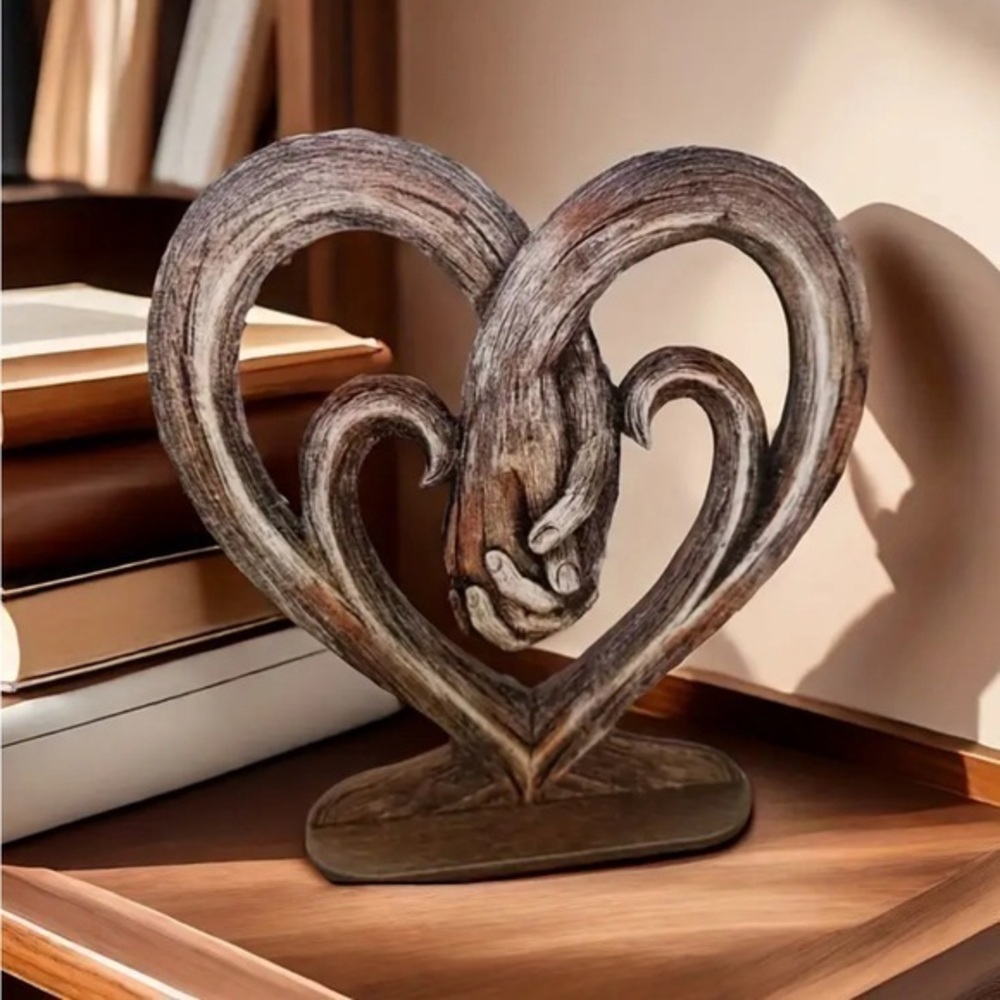 Holding Hands Heart Statue NWT